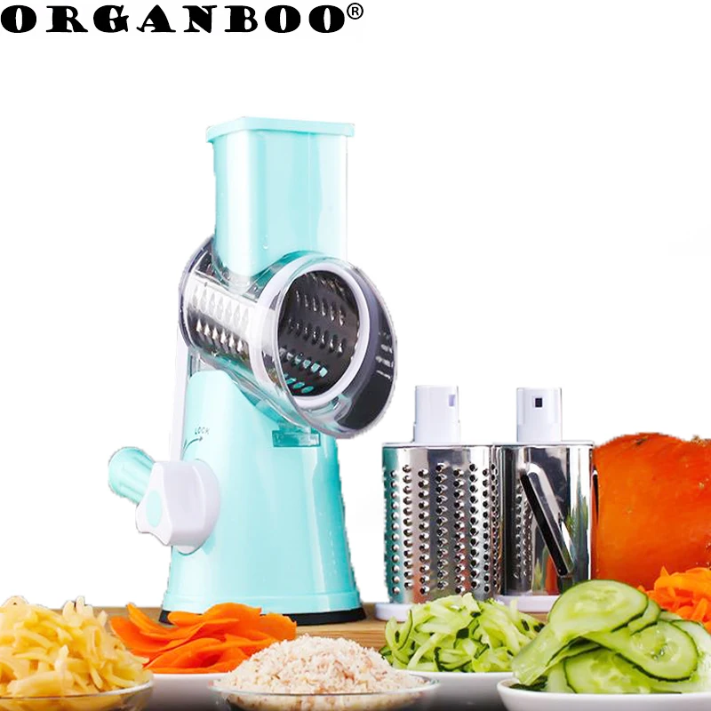 

ORGANBOO Manual Potato Julienne Carrot Slicer Cheese Grater Vegetable Cutter Stainless Steel Round Blades Slicer Kitchen Tool