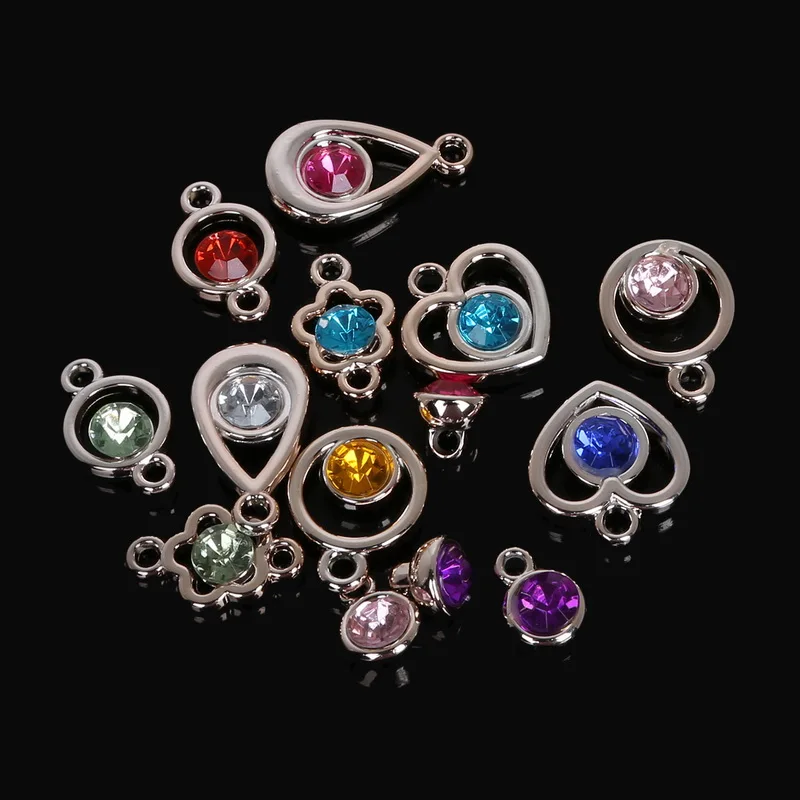 

New 20pcs/lot mixed rhinestones Crystal Stone Fashion Charm Pendant Connector Findings for Necklace & Bracelet Jewelry Making