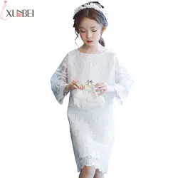 Платья До Колена с цветочным узором для девочек 2019 г. кружевные пышные платья для девочек, детские платья для первого причастия robe de mariage enfant