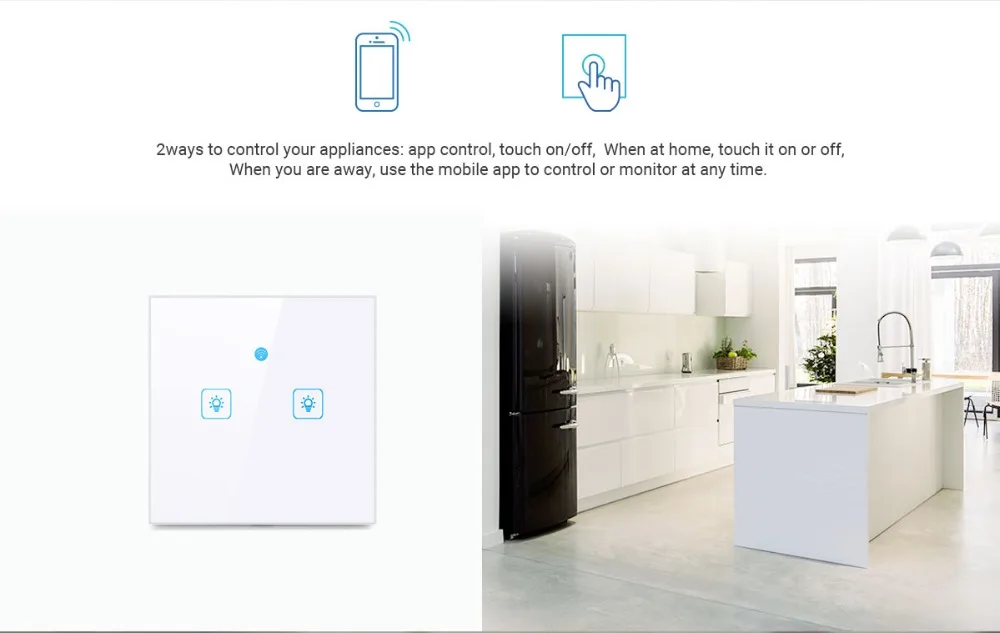 Сенсорный переключатель Ewelink, Wi-Fi, 2,4G, сенсорный выключатель для умного дома, настенная панель, стандарт ЕС/Великобритании, умный светодиодный Wifi контроль Alexa