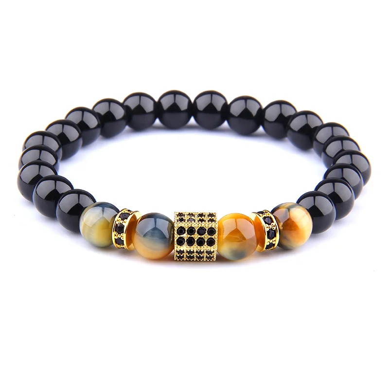 

Classic Natural Tiger Eye Beads Stretch Men's Bracelet Transfer Lucky Gem Stone Strand Yoga Bracelets for Men Women Jewelry