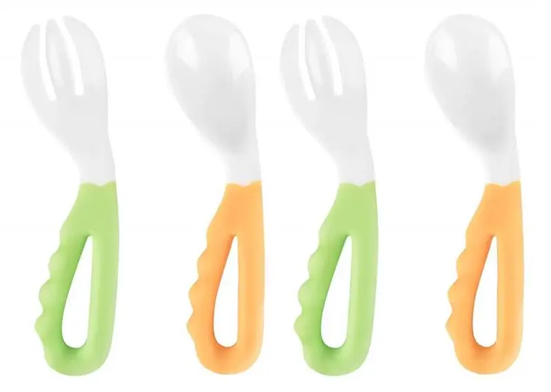 2Set/4pcs Easy To Hold Baby Spoon And Fork Set Tableware With Curved