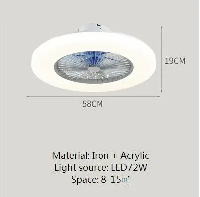 Потолочный светильник с вентилятором, современный минималистичный, для спальни, Круглый, в скандинавском стиле, для ресторана, светодиодный, для спальни, для учебы, для балкона, светильник - Цвет корпуса: Синий