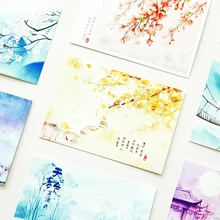 NNRTS, антикварные кисточки, Коробочные открытки с конвертом, креативные светящиеся китайские пейзажи, поздравительные открытки, бумага для письма