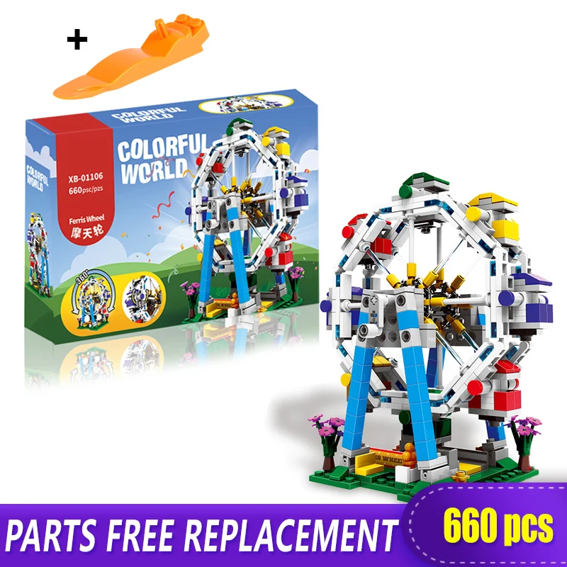 

XingBao Fairground Set Blocks 660Pcs The Ferris Wheel Set Building Blocks Bricks Educational Toys compatible with LOGO 10247