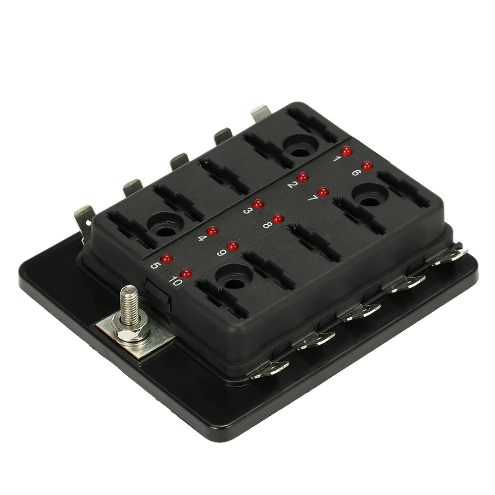 Liteway 10-Way Blade Fuse Box 12-32V LED Illuminated Automotive Fuse Block for Car Boat Marine Trike with LED Warning Light Kit 2 Years Warranty Liteway 10-Way Blade Fuse Box 12-32V LED Illuminated Automotive Fuse Block for Car Boat Marine Trike with LED Warning Light Kit 2 Years Warranty