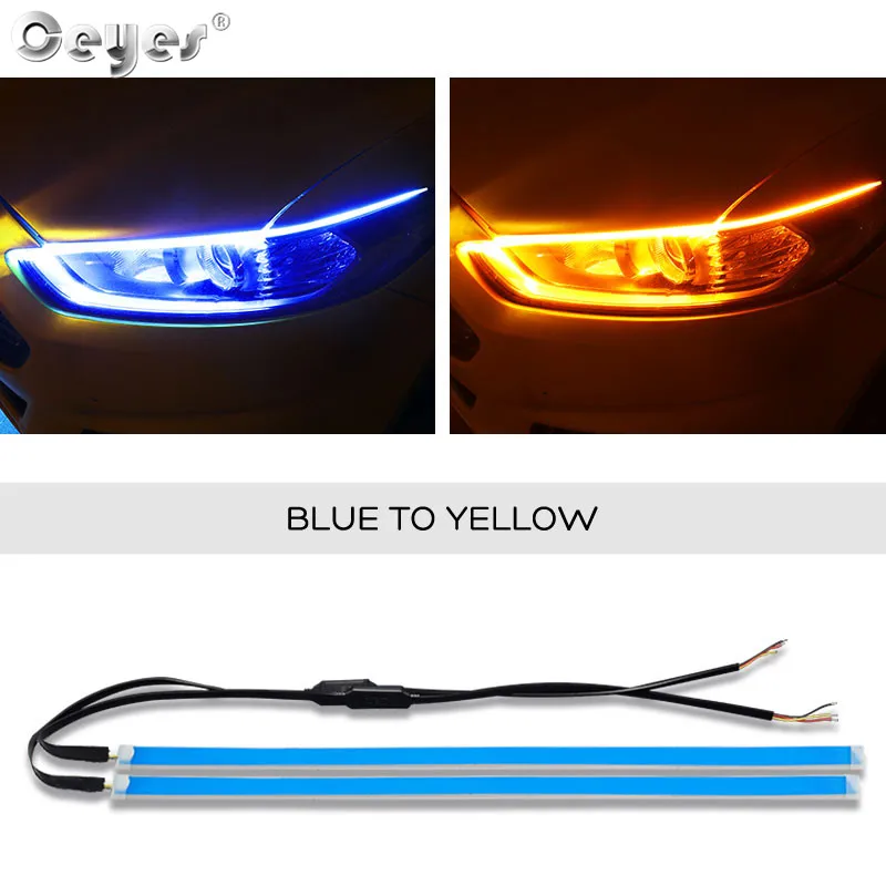 Blue To Yellow Ceyes 2 шт. Led DRL дневные ходовые огни сигнал поворота DRL светодиодные полосы автомобильные аксессуары тормозные боковые фары для авто - Цвет: Blue To Yellow