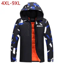 4XL-9XL зимние толстые модные мужские парки с нашивками, большой размер, теплая зимняя верхняя одежда, мужская куртка с капюшоном, мешковатые ветровки 3XMR31