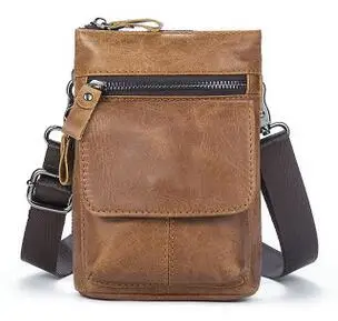 Сумка из натуральной кожи, мужские сумки, кожаный ремень, поясная сумка, мужские сумки-мессенджеры, мужские маленькие сумки с клапаном для телефона, мужская сумка через плечо, A-1 - Цвет: Хаки