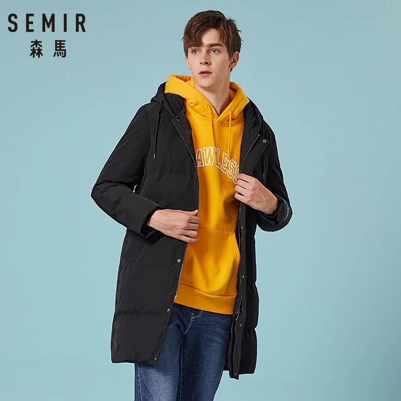 Ideal  SEMIR 2019 New Winter Men Down Jacket 2XL Extra Long Duck Down Coat Thicken Warm Windproof Male Out