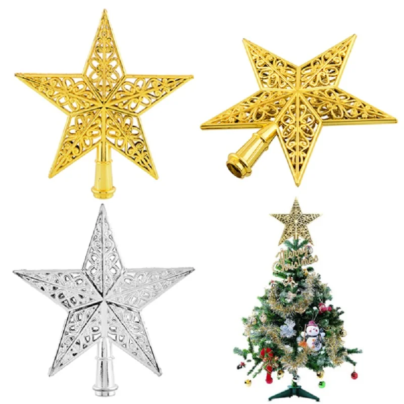 new year lovely decorative silver christmas xmas star tree topper
