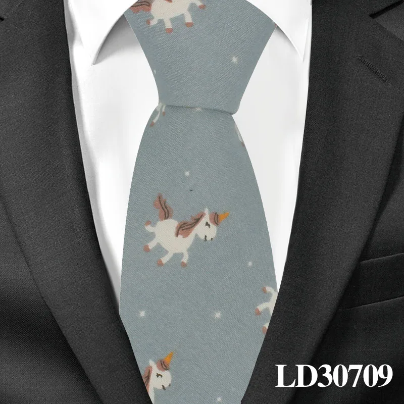 Новый мультфильм Галстуки для Для мужчин из хлопка с принтом Для мужчин галстук костюмы Для мужчин s шеи галстук для Бизнес Галстуки 7 см
