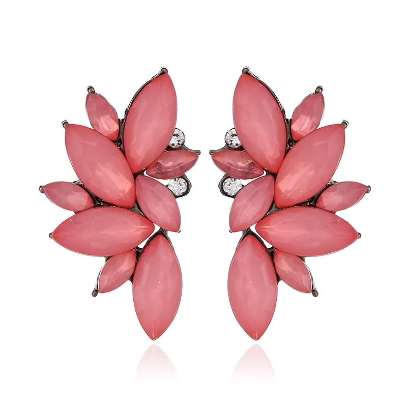 

New Fashion Crystal Acrylic Rhinestone Multicolor Wing Stud Earrings For Women Brincos Oorknopjes Summer Jewelry AE172