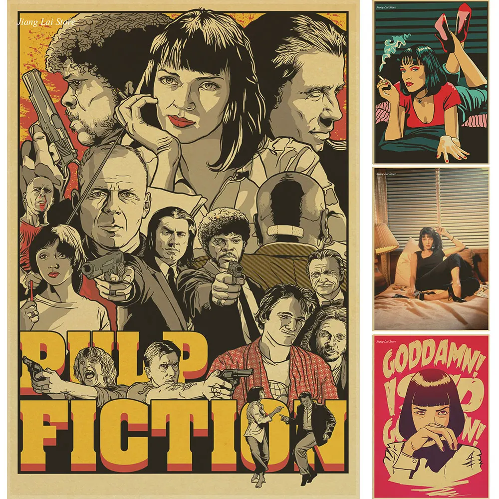 

Pulp Fiction Posters Vintage Paper Retro anime poster poster Vintage Home Wall sticker Decor Quentin Tarantino