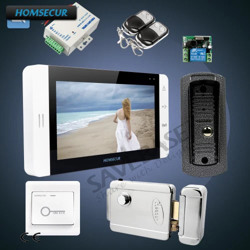 

HOMSECUR 7" Wired Video&Audio Home Intercom Electric Lock+Keys Included +Outdoor Monitoring for Apartment 1C1M