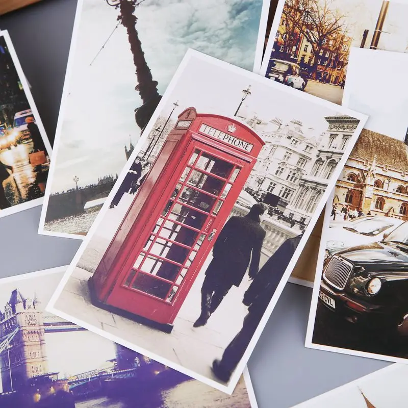 30 Sheets London Paintings Retro Vintage Postcard Christmas Gift Card Wish Poster Cards