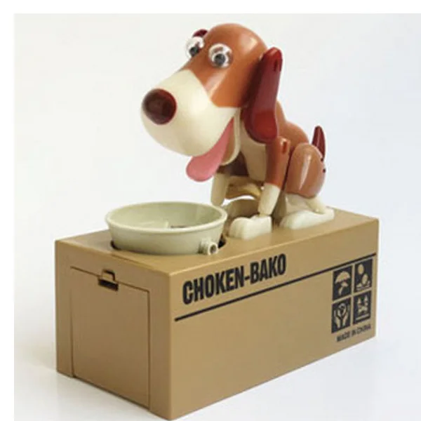 2015 New HOT Puppy Hungry Eating Dog Coin Bank Money Saving Box Piggy