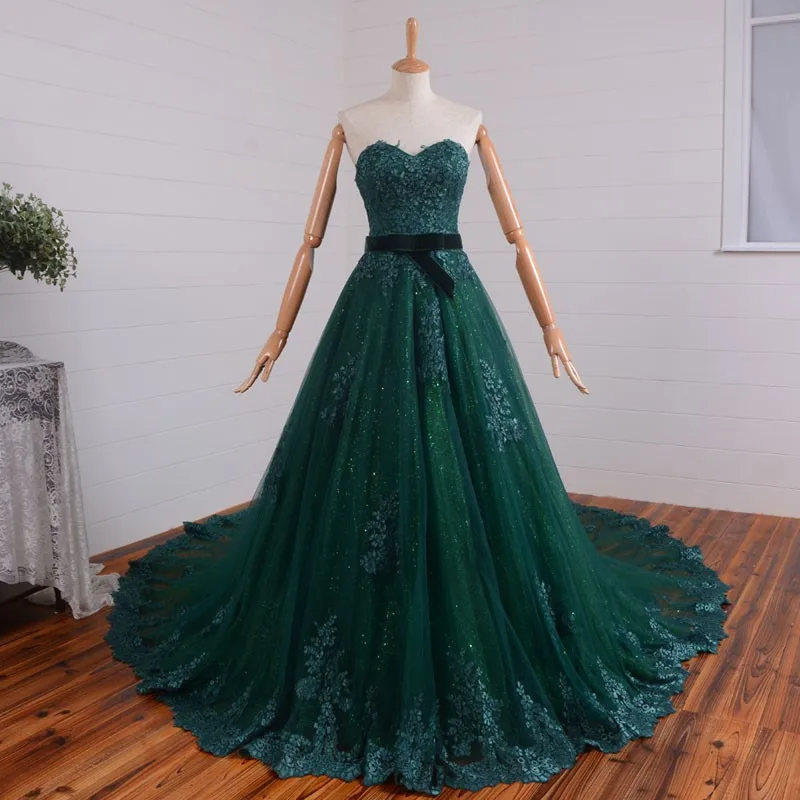 Темно-зеленый кружева аппликация милая бисером пояса вечернее платье-линии 2016 платье de festa новый дизайн сексуальные длинные платья