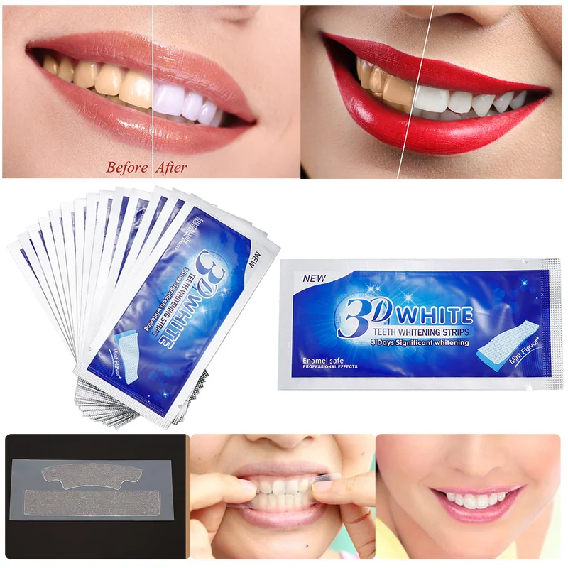 

1/2/5 PCS 3D White Gel Teeth Whitening Strips Tooth Dental kit Oral Hygiene Care Strip for false Teeth Veneers Dentist Drop ship