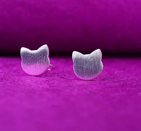 Женские серьги пусеты с кошачьими ушами простой стиль 925 пробы|cat earrings|stud earringsstud