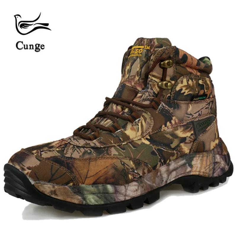 CUNGEL походная обувь профессиональные водонепроницаемые походные ботинки дышащая обувь для путешествий уличные горные альпинистские охотничьи ботинки - Цвет: LOW-BROWN
