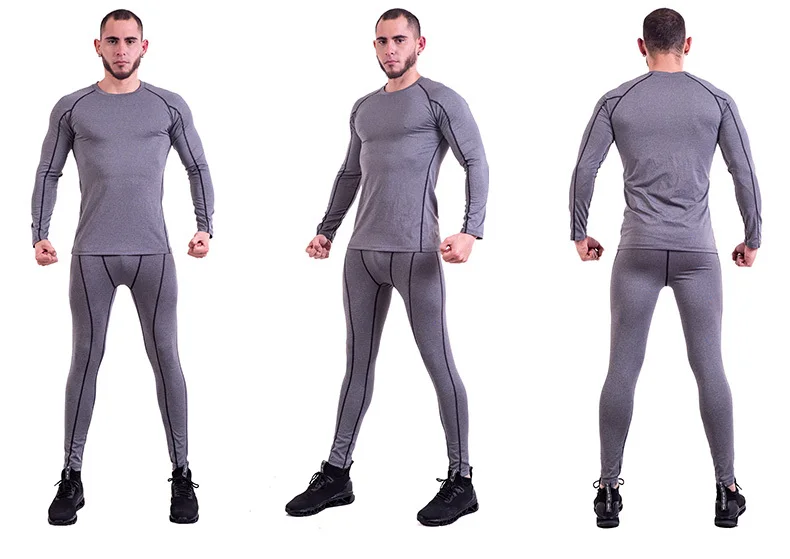 Man Compression Sports Suit Quick drying Perspiration Fitness Training MMA Kit rashguard Male Sportswear Jogging Running Clothes (8)