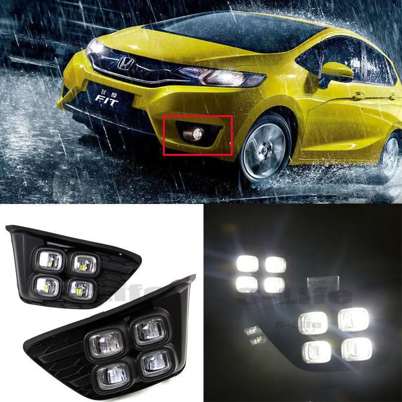 FOR Honda Jazz 2014 2016 White Lamp LED Daytime Running Light DRL Fog