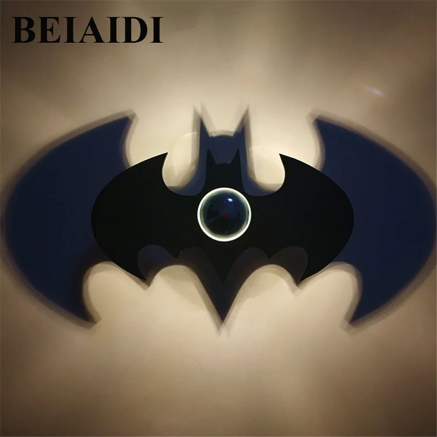 

BEIAIDI E14 Batman Creative LED Wall Lamp Creative Shadow LED Night Light Nordic Acrylic Night Lamp Wall Art Home Decor Ornament