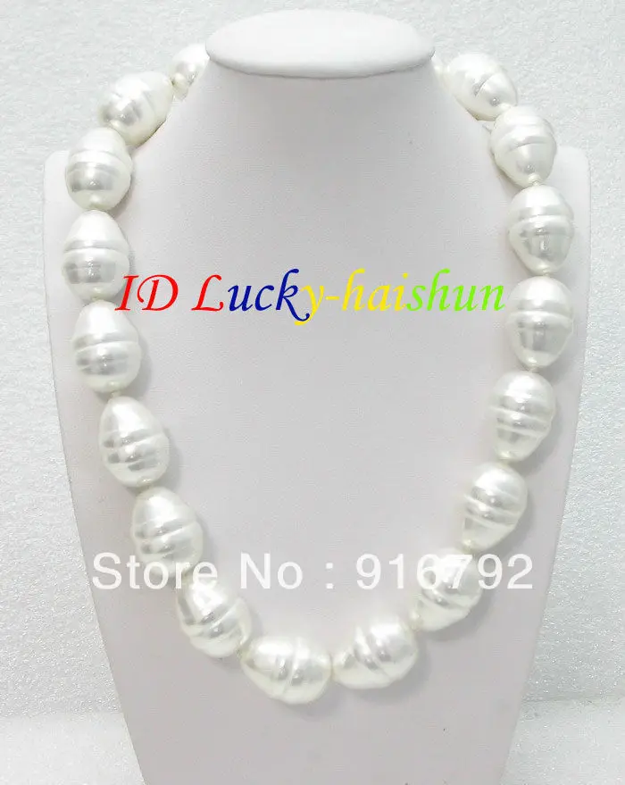 

Wholesale free shipping >>>>>AAA 22mm baroque white south sea shell pearls necklace