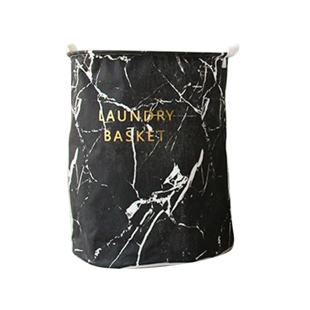Складная корзина для белья в скандинавском стиле с рисунком мрамора, складная сумка для хранения грязной одежды, Прямая поставка - Цвет: Черный