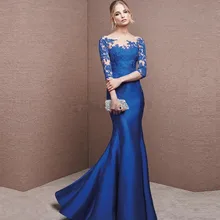 Элегантные королевские синие платья для матери невесты, женские вечерние платья с полурукавами и прозрачной спиной для свадебной вечеринки размера плюс