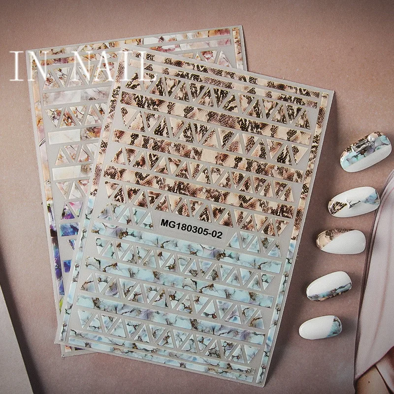 

1 Sheet Snakeskin 3D Nail Art Transfer Stickers Marble Stone Grid Nail Designs Japanese Nail Accessoires for Nail Decorations