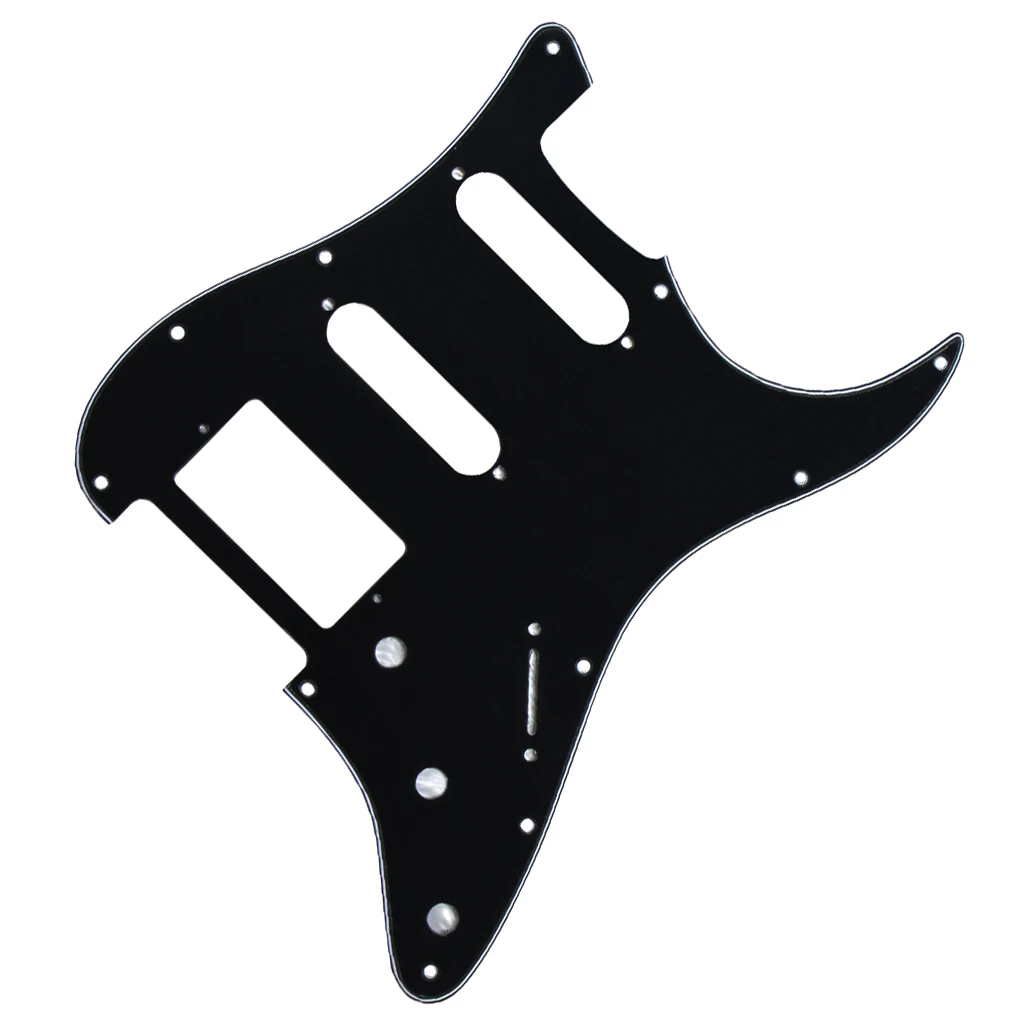 FLEOR набор из 11 отверстий гитара накладка SSH HSS царапина пластина задняя пластина черная 3Ply для американских/мексиканских Страт аксессуары для гитары