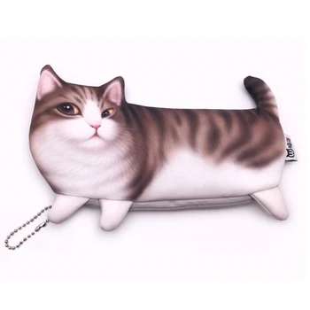 

2018 Soft Cloth For Girl Kawaii Novelty Student School Stationery New Simulation Cartoon 1PC Boy Cat Pencil Case Pen Bag Gift
