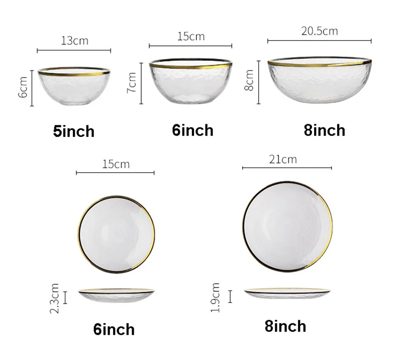 Стильная элегантная прозрачная Стекло Кухня посуды стейк западные Еда десертная тарелка риса суп с лапшой чаша фруктовый салат чаши