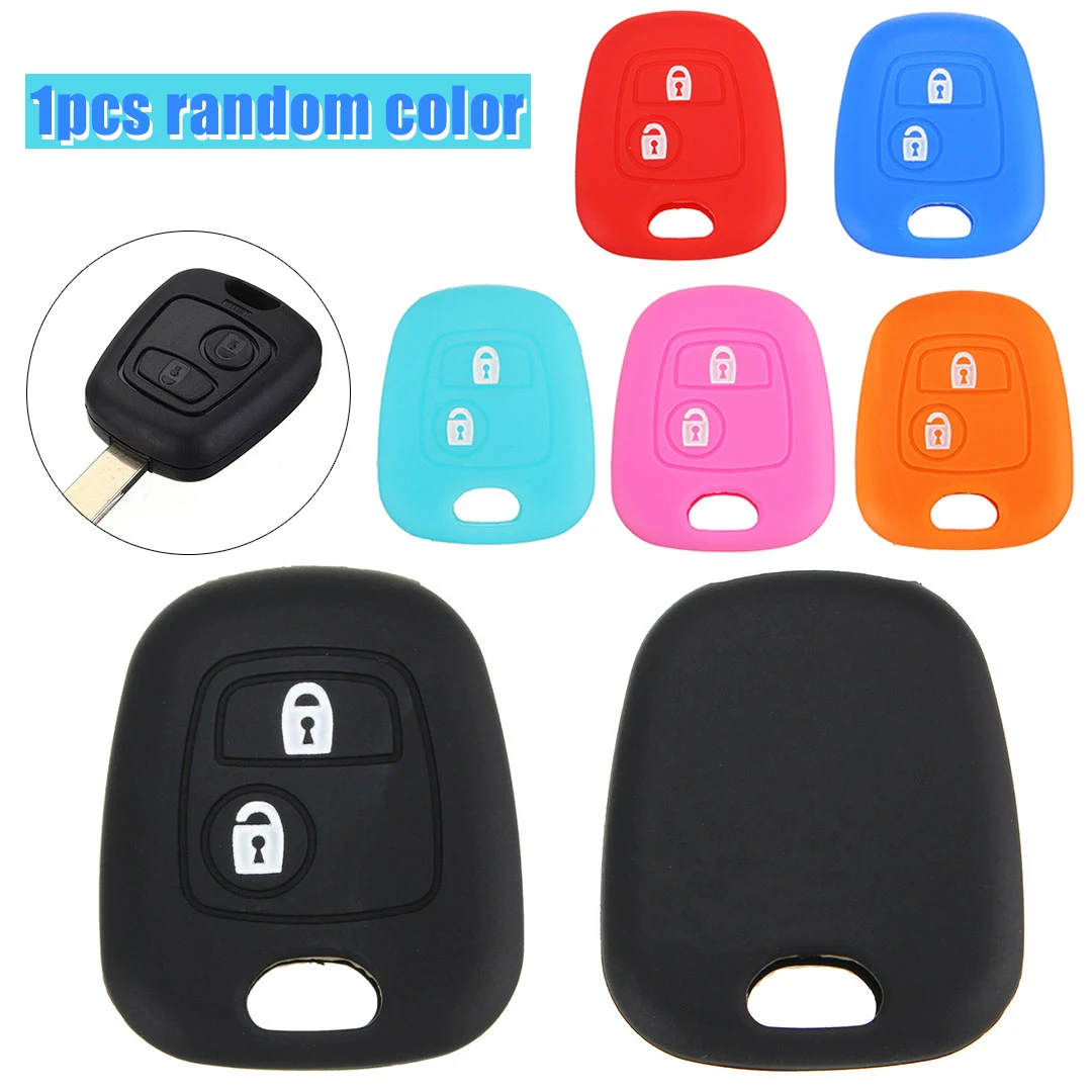 

2 Button Silicone Remote Key Case Cover For Peugeot 307 107 207 For Citroen C3 C5 Random Color