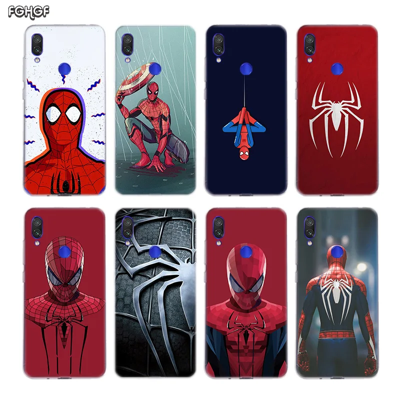 Красный силиконовый чехол с человеком-пауком для Xiaomi Redmi Y3 S2 Y2 Note 7 6 5 Pro 4 4X 5A 6A Pocophone