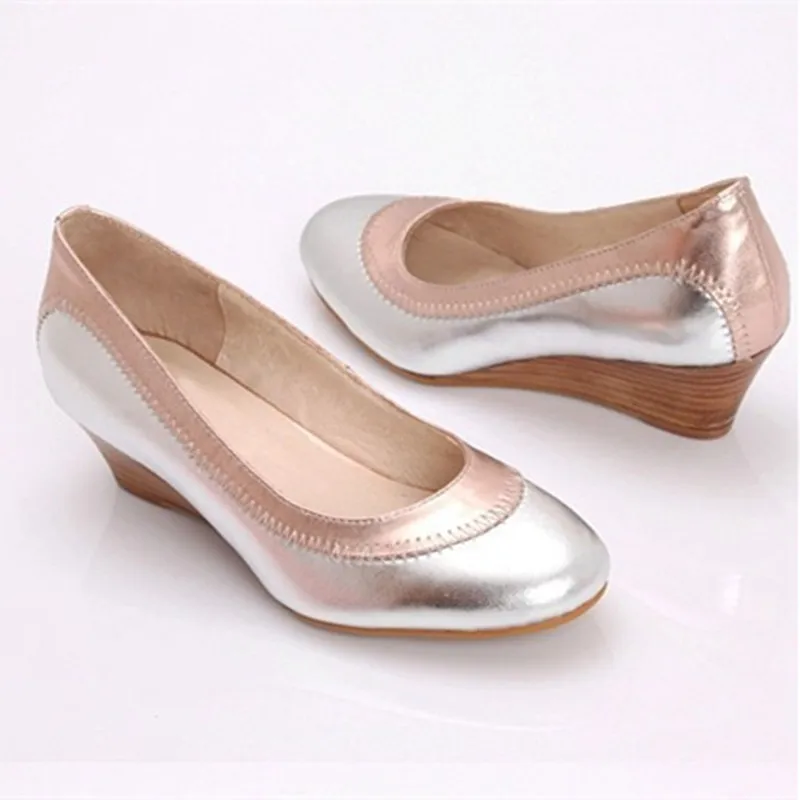 Ladies Larger size (4 to 15) Cover Heels customized Wedge shoes Genuine