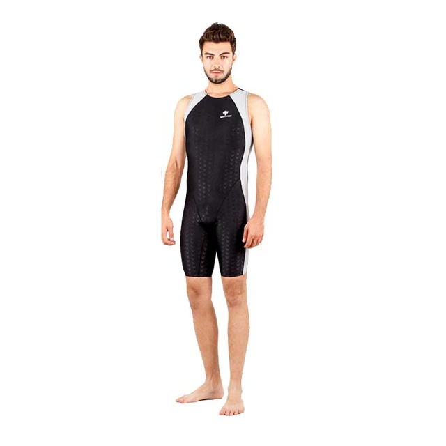 HXBY Black Mens One Piece Swimwear Men Swimsuit Solid Racing Bathing