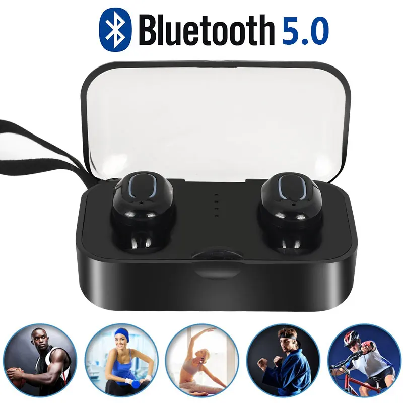 

Bluetooth Earphone 5.0 TWS Mini In Ear Stereo Sport Wireless Earbuds Headset For iPhone Xiaomi Huawei Phone Earphone