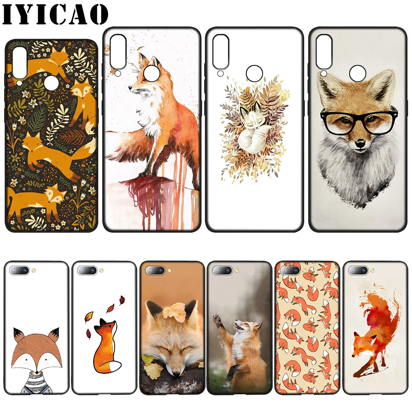 IYICAO Mr Fox with Glasses Silicone Soft Case for Huawei Y7 Y6 Prime Y9 2018 Honor 8C 8X 8 9 10 Lite 6A 7C 7X 7A Pro |