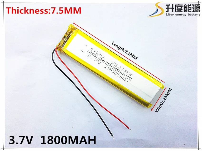 Li-po 3,7 V, 1800 мАч, [752383] полимер литий-ионный/литий-ионный аккумулятор для игрушка, портативное зарядное устройство, gps, mp3, mp4, сотовый телефон