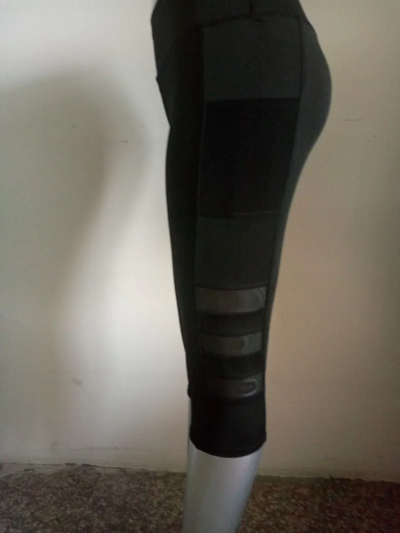 New Mesh Patchwork Capris Elastic Yoga Pants Outdoors Breathable Sports Tights Running Exercise Gym Quick Dry Pants drop ship