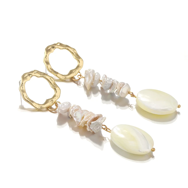 

AENSOA Korea Chic Irregular Long Pearl Simulated Pearls Drop Earring For Women Elegant Statement Earrings Wedding Jewelry Gift