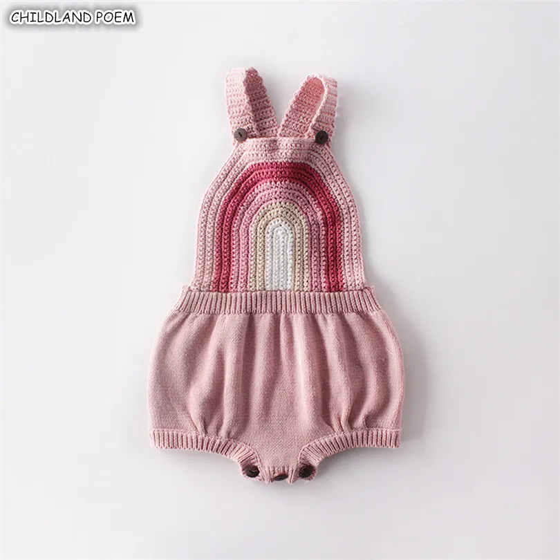

Baby Girl Clothes Knitted Baby Clothes Newborn Baby Girl Boy Romper Sleeveless Rainbow Infant Baby Jumpsuit For Girl Overalls