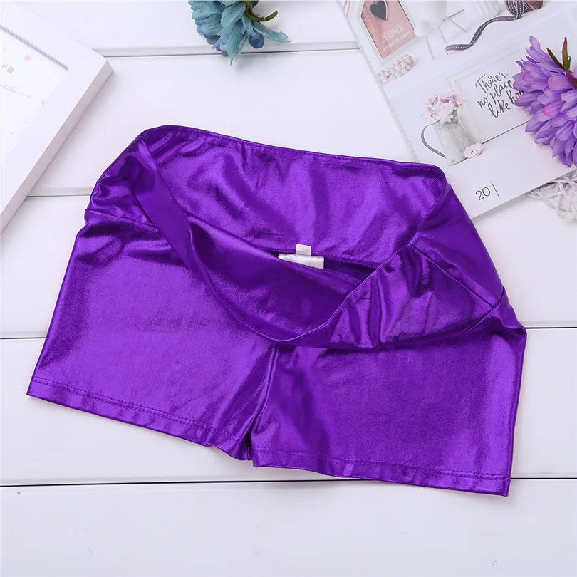 iEFiEL Kids Girls Shiny High Waist Dance Shorts Bottoms Activewear Yoga Sports Workout Gym Gymnastic Dancing kids shorts