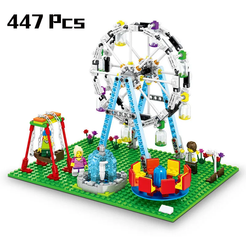 

447Pcs City Girl Amusement Park Ferris Wheel Mini-Streetscape Building Blocks Compatible Legoings Friends DIY Bricks Kid Toys