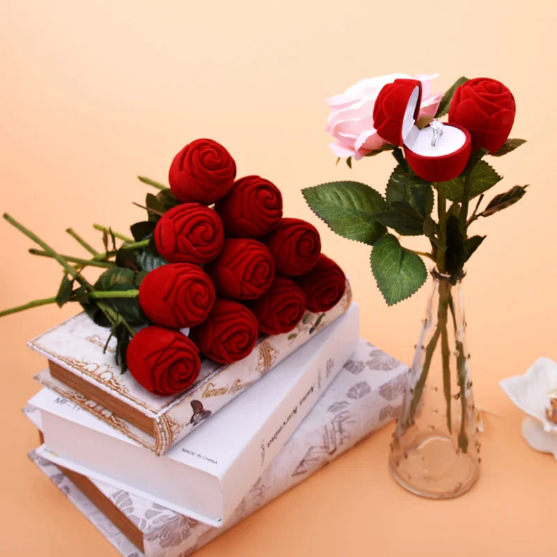 1 шт. Свадебная подарочная упаковка серьги шкатулка Красная роза цветок день Святого Валентина помолвка Декор дисплей держатель кольца коробки