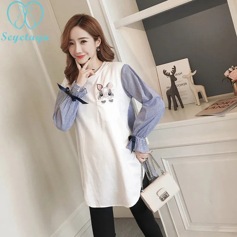 828# Sweet Color Block Patchwork Cotton Maternity Shirts Autumn Cute Clothes for Pregnant Women Spring Pregnancy T-shirts Tops 828# Sweet Color Block Patchwork Cotton Maternity Shirts Autumn Cute Clothes for Pregnant Women Spring Pregnancy T-shirts Tops