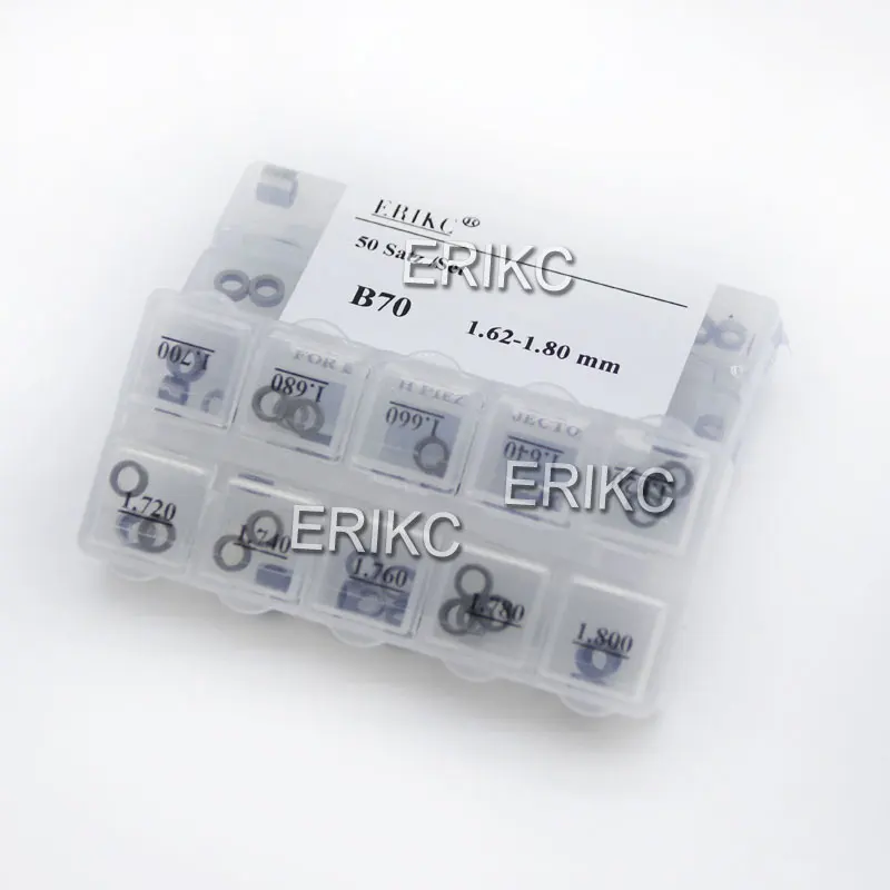 ERIKC Piezo Injector Nozzle Adjustment Washer Shims Size 1.62-1.80mm Total 50pcs Diesel Repair Parts Gasket for Bosch Injection (8)